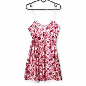 Y2K Floral‎ Print Babydoll Dress Large Coquette Retro Feminine Groovy Romantic